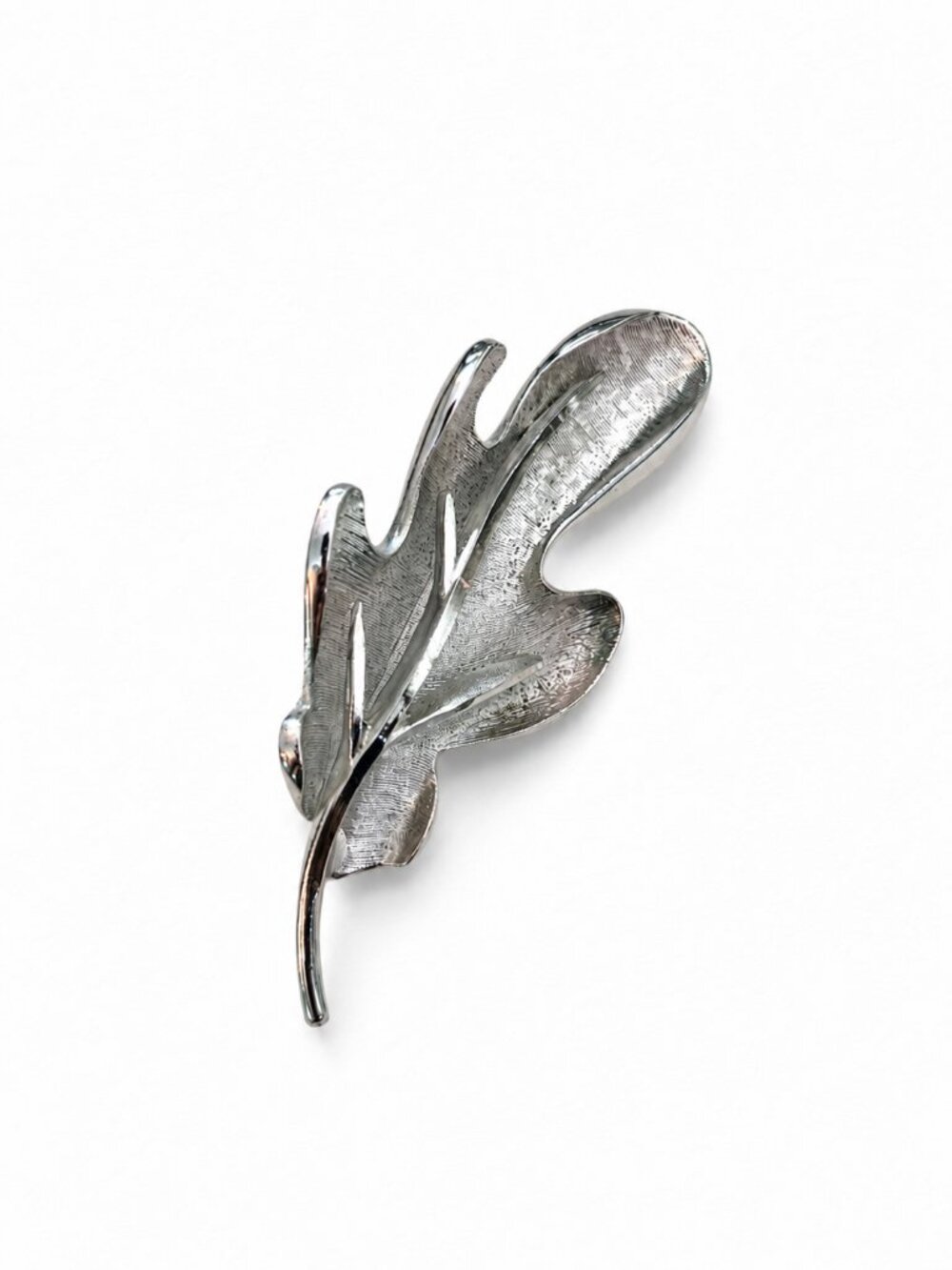 Silver Tone Oak Leaf Brooch Signed Coro Vintage Mid Century Estate Pin Retro